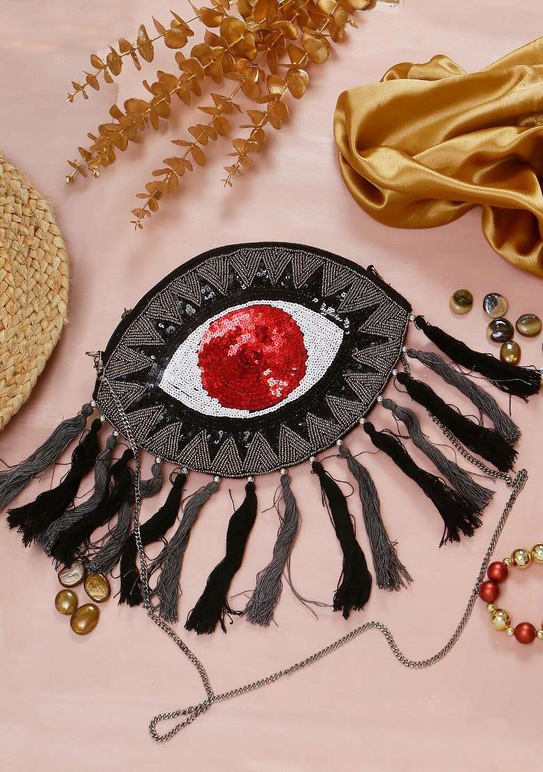 Women Embellished Fabric Purse Clutch - Indya
