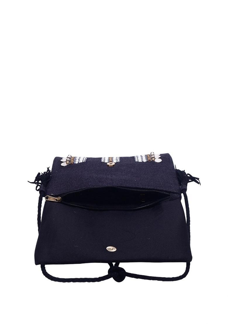 Women Embellished Fabric Foldover Clutch