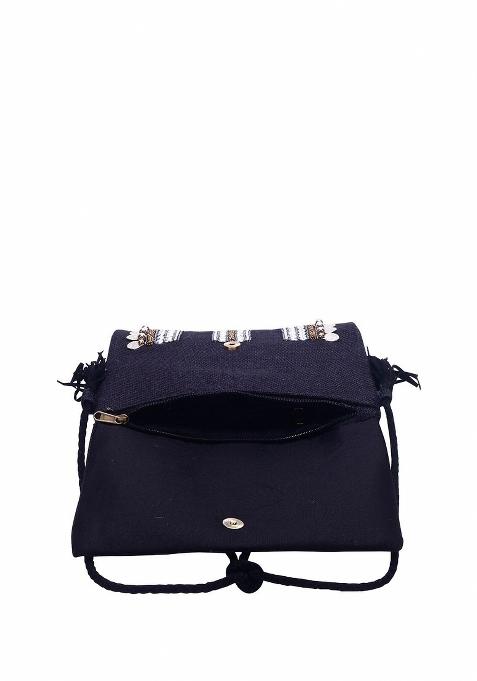 Women Embellished Fabric Foldover Clutch