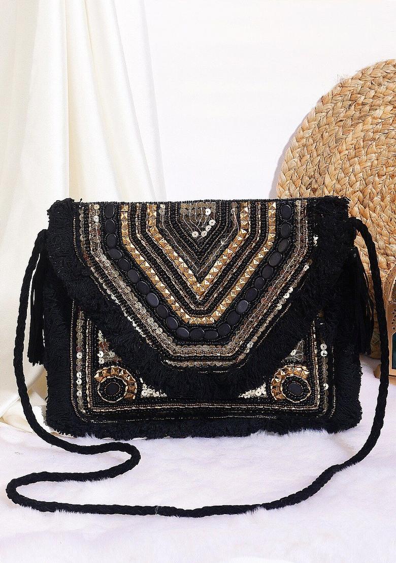 Embroidered Envelope Clutch