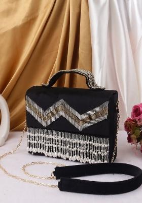 Women Embellished Fabric Purse Clutch