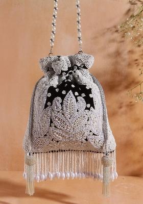 Black White Embellished Potli