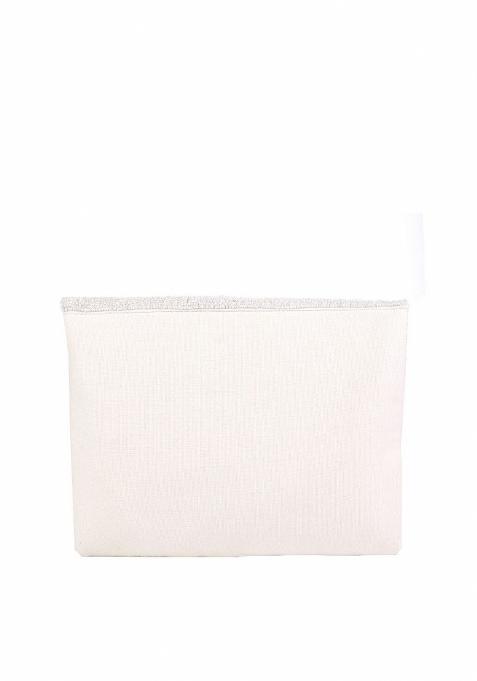 Women White Yellow Embroidered Envelope Clutch
