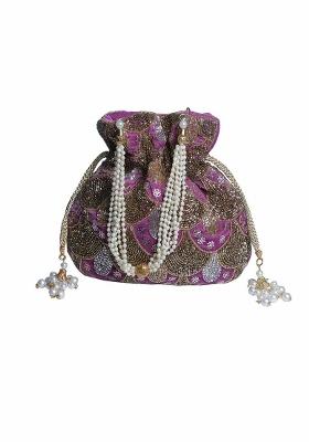 Lavender White Embroidered Potli