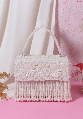 Women Embellished Fabric Box Clutch