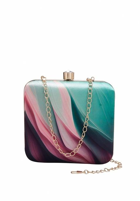 Water Resistant Printed Box Clutch