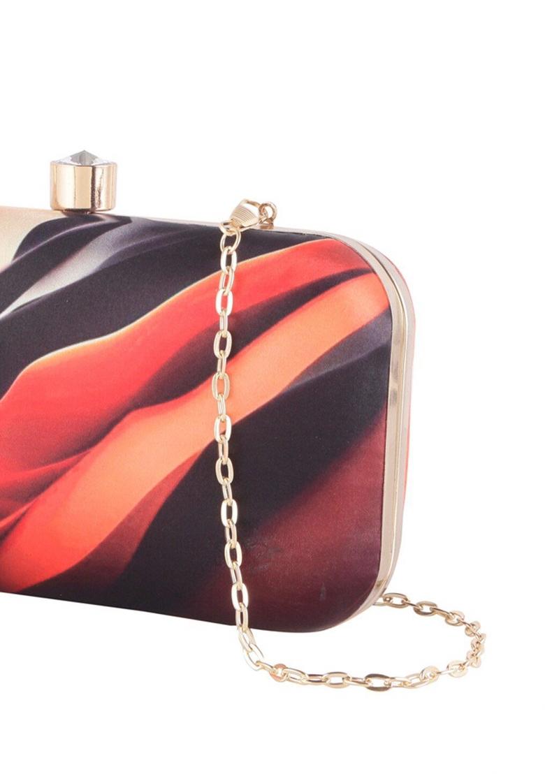 Printed Box Clutch With Shoulder Strap