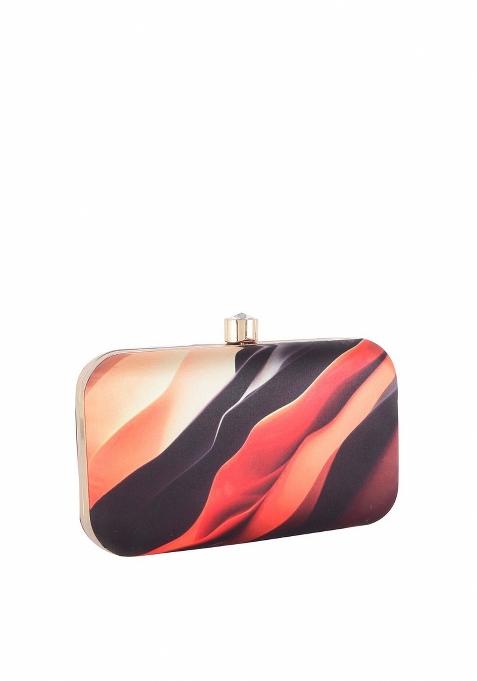 Printed Box Clutch With Shoulder Strap