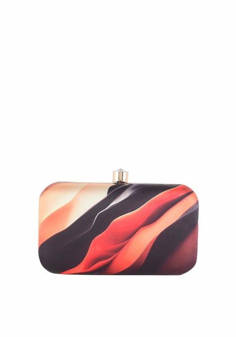Printed Box Clutch With Shoulder Strap