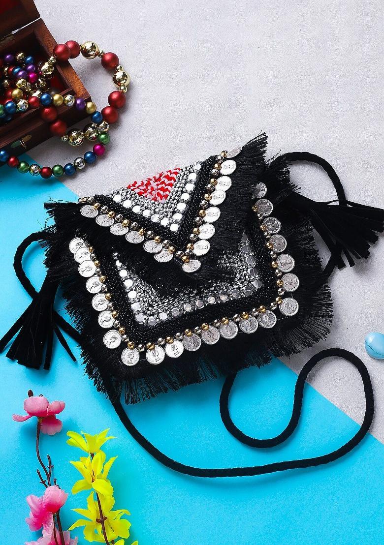 Embellished Envelope Clutch With Shoulder Strap