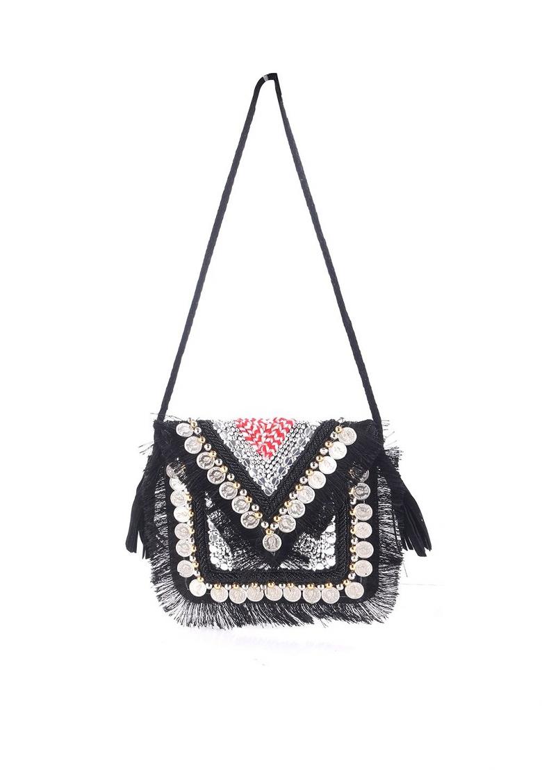 Embellished Envelope Clutch With Shoulder Strap