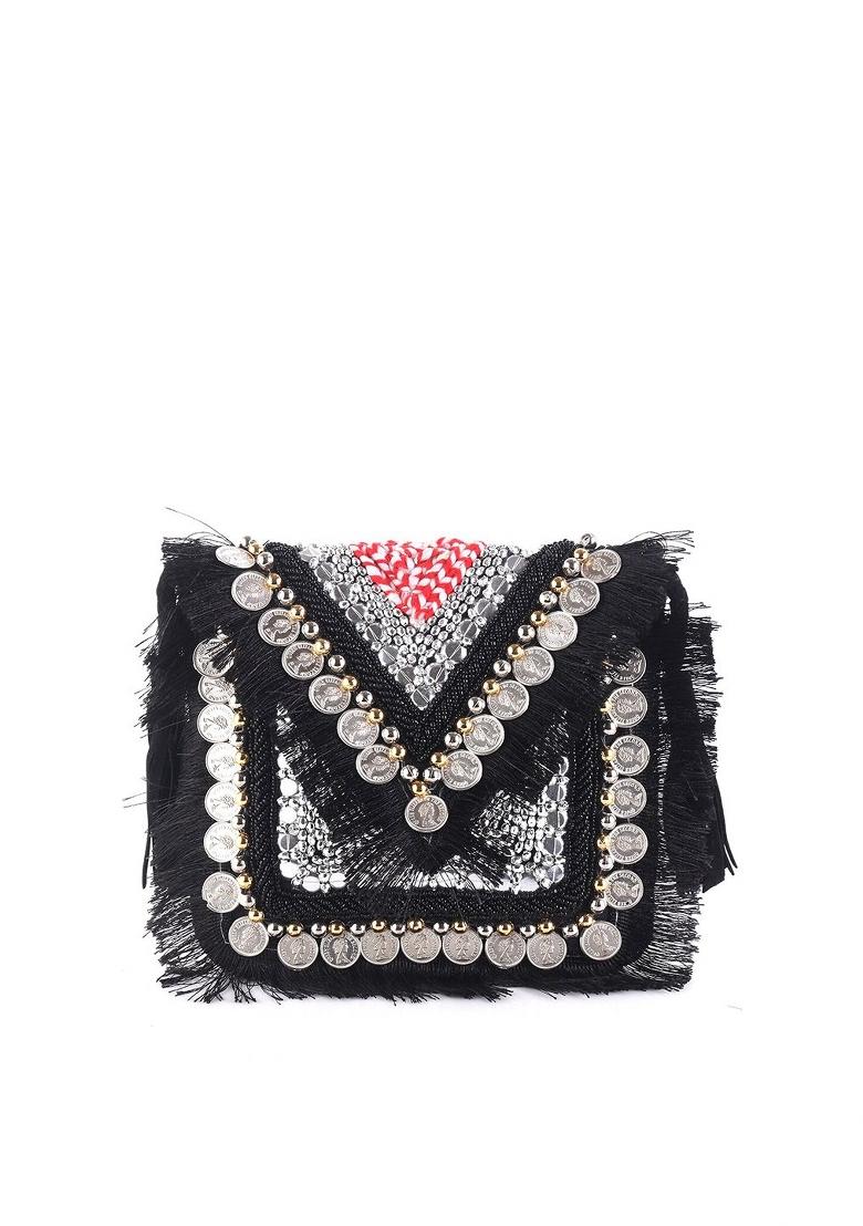 Embellished Envelope Clutch With Shoulder Strap