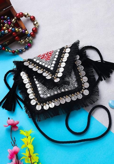 Embellished Envelope Clutch With Shoulder Strap