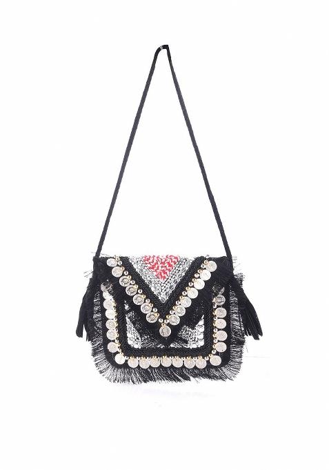 Embellished Envelope Clutch With Shoulder Strap