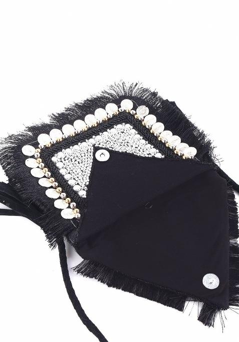 Embellished Envelope Clutch With Shoulder Strap