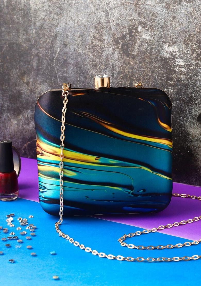 Abstract Printed Box Clutch