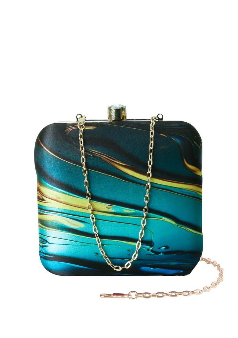 Abstract Printed Box Clutch