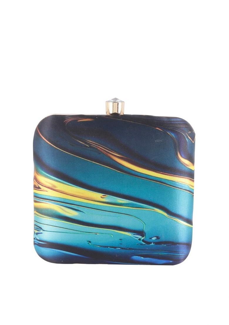 Abstract Printed Box Clutch