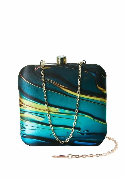Abstract Printed Box Clutch