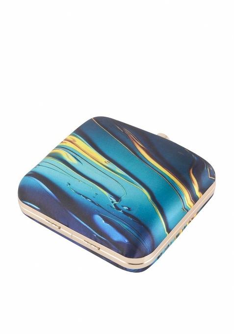 Abstract Printed Box Clutch