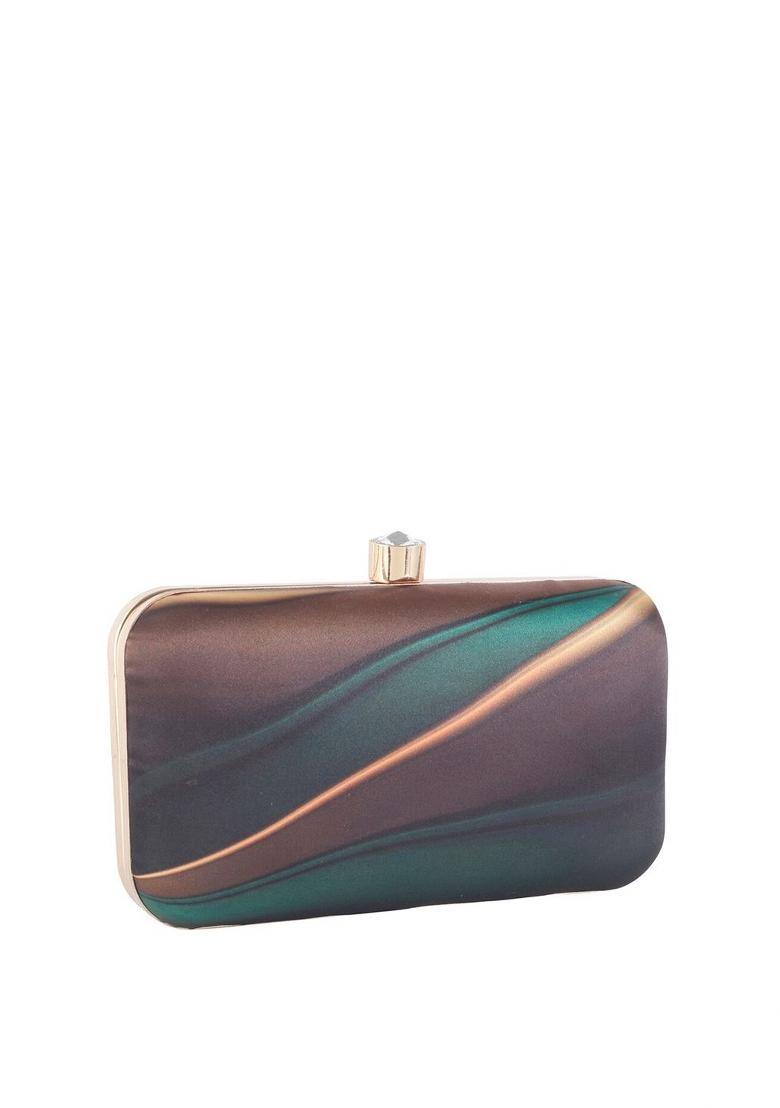 Printed Box Clutch With Shoulder Strap