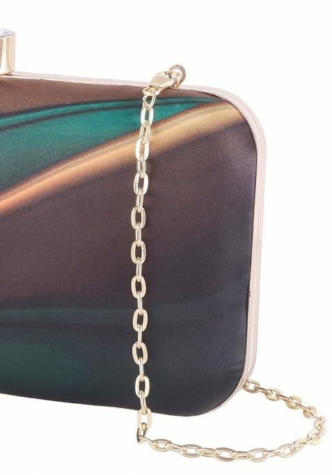 Printed Box Clutch With Shoulder Strap