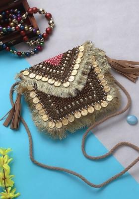 Embellished Envelope Clutch With Sling Strap