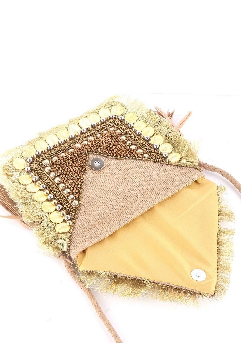 Embellished Envelope Clutch With Sling Strap