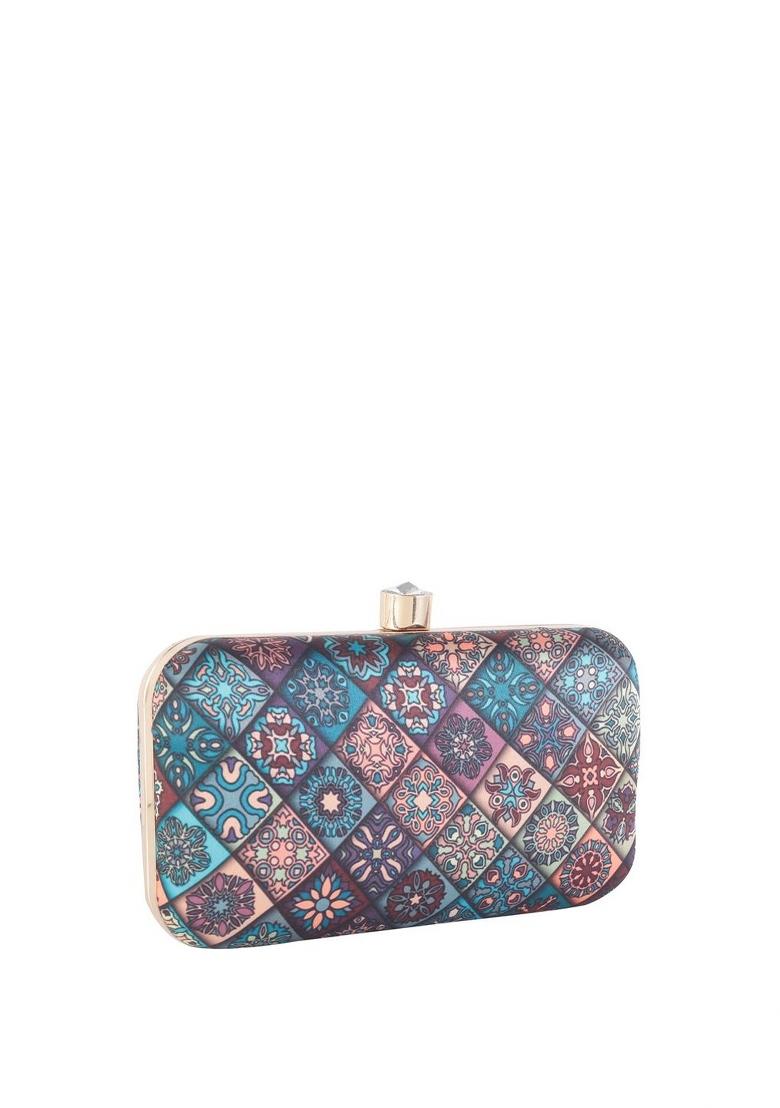 Ethnic Motif Printed Box Clutch With Sling Strap