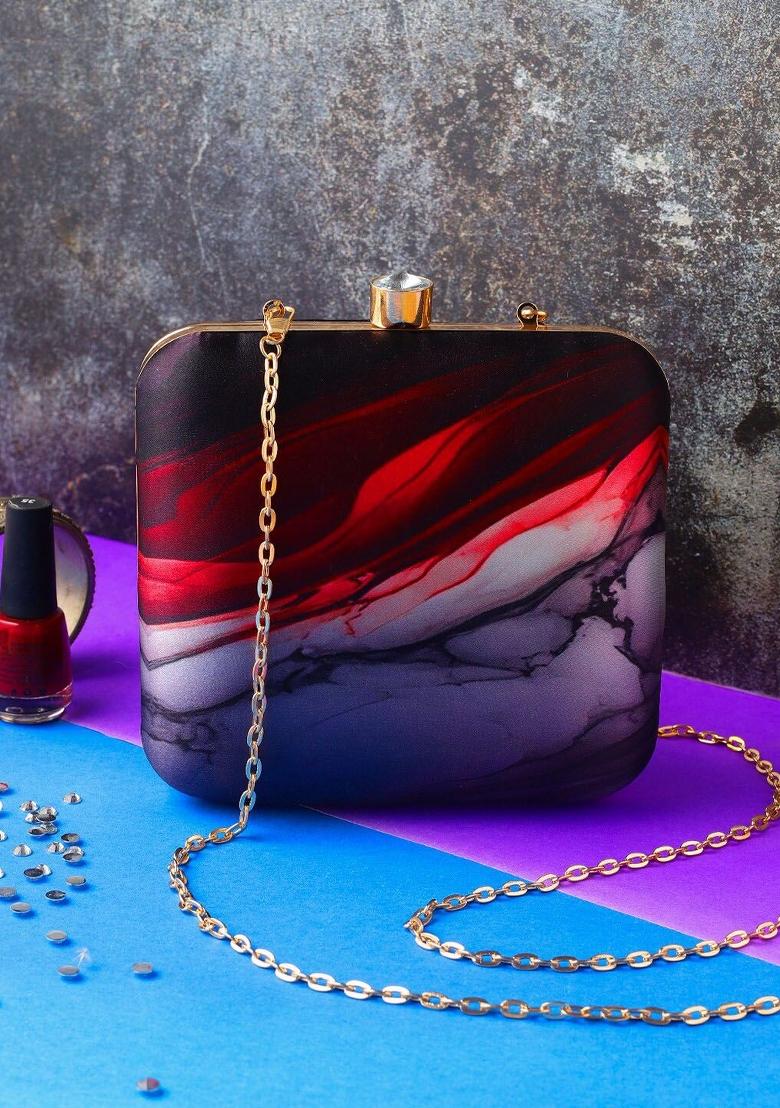 Women Printed Fabric Box Clutch
