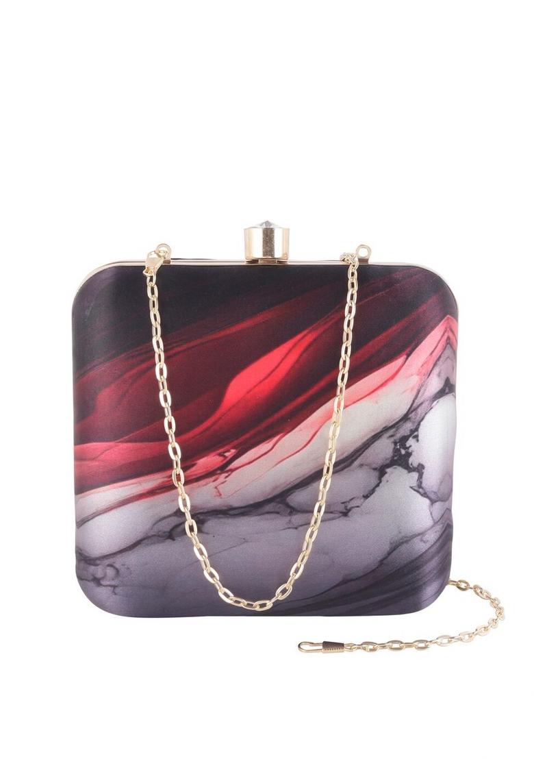 Women Printed Fabric Box Clutch
