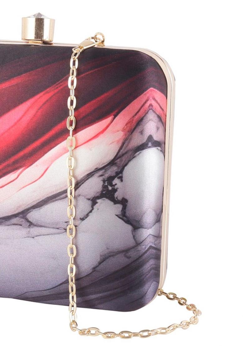 Women Printed Fabric Box Clutch