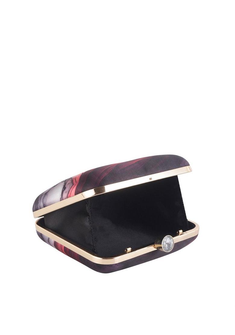 Women Printed Fabric Box Clutch