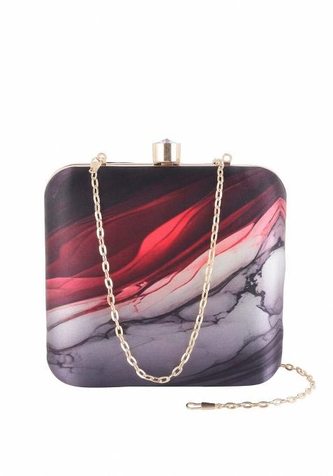 Women Printed Fabric Box Clutch