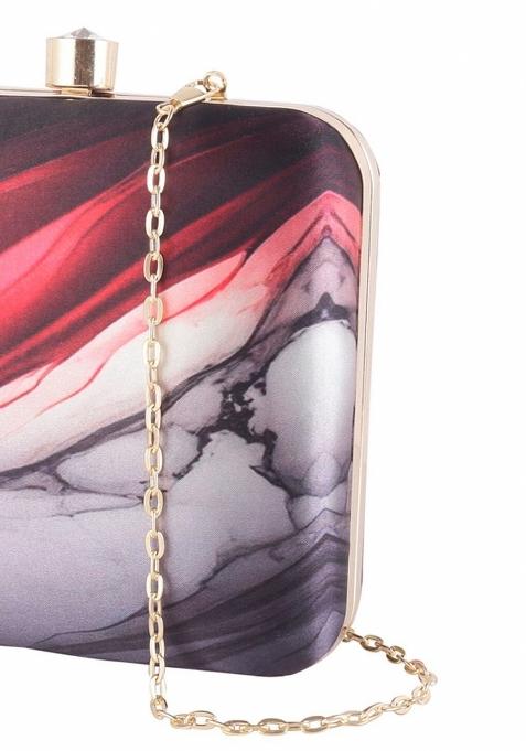 Women Printed Fabric Box Clutch