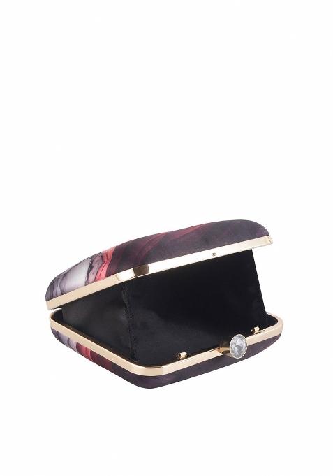 Women Printed Fabric Box Clutch