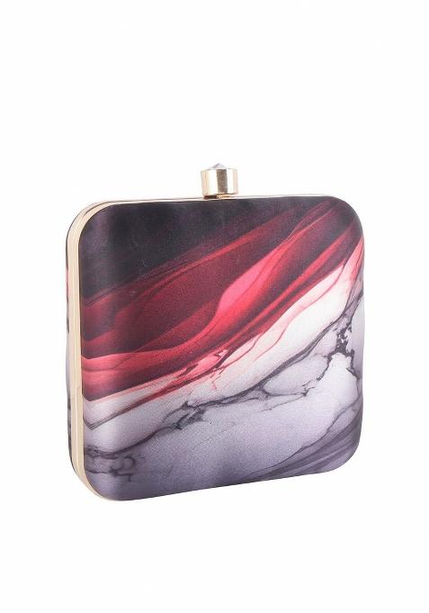 Women Printed Fabric Box Clutch