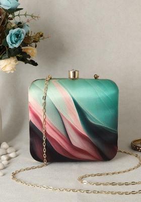 Abstract Printed Box Clutch
