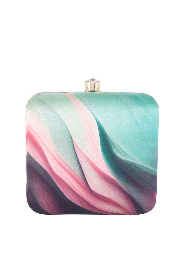 Abstract Printed Box Clutch