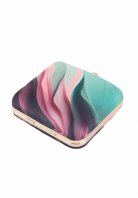 Abstract Printed Box Clutch