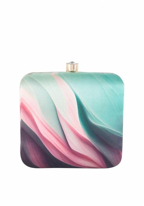 Abstract Printed Box Clutch