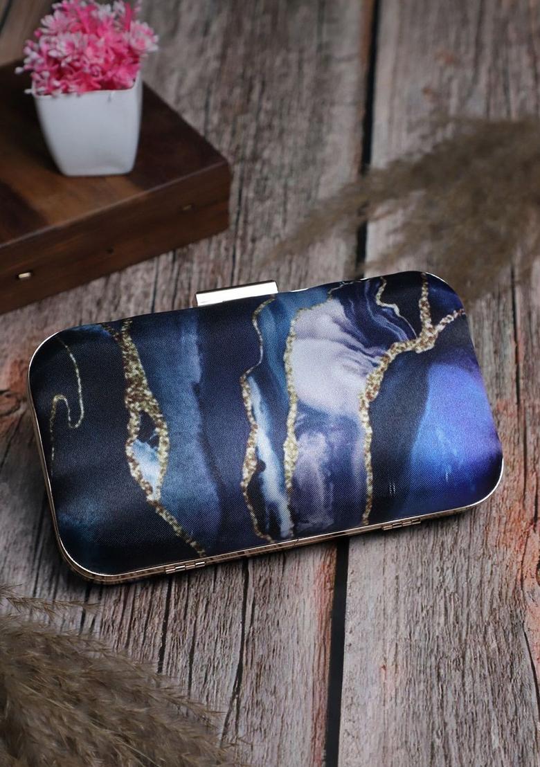 Printed Box Clutch With Shoulder Strap