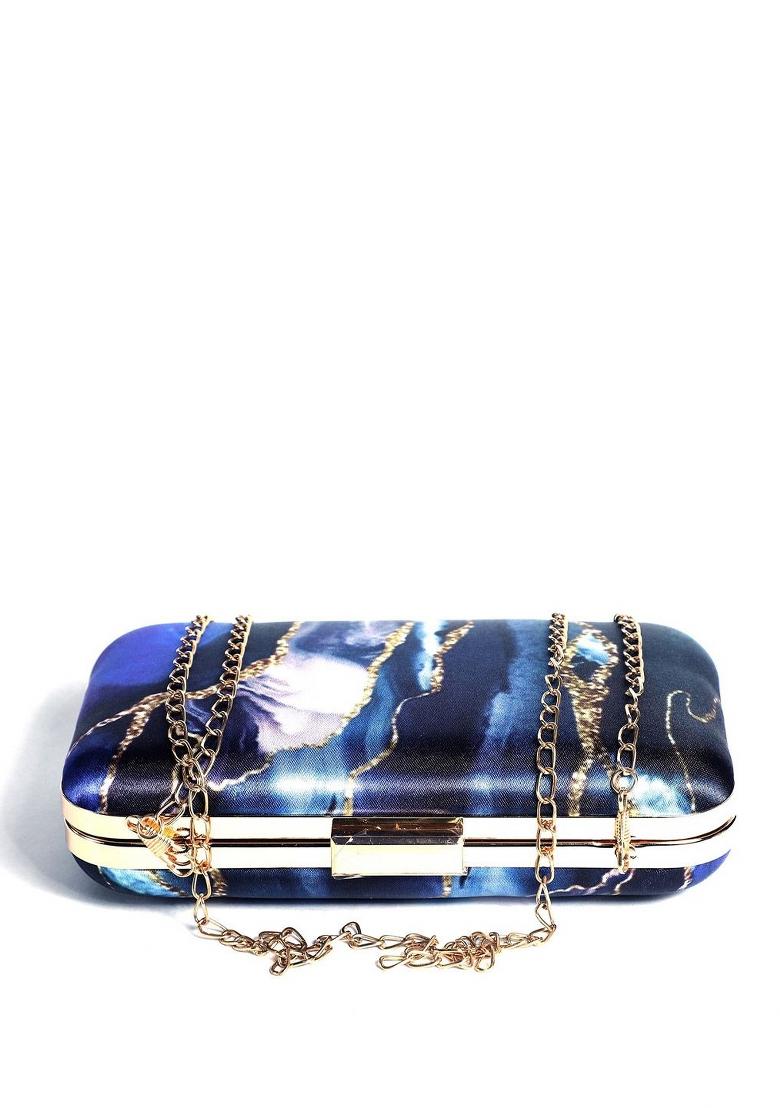 Printed Box Clutch With Shoulder Strap