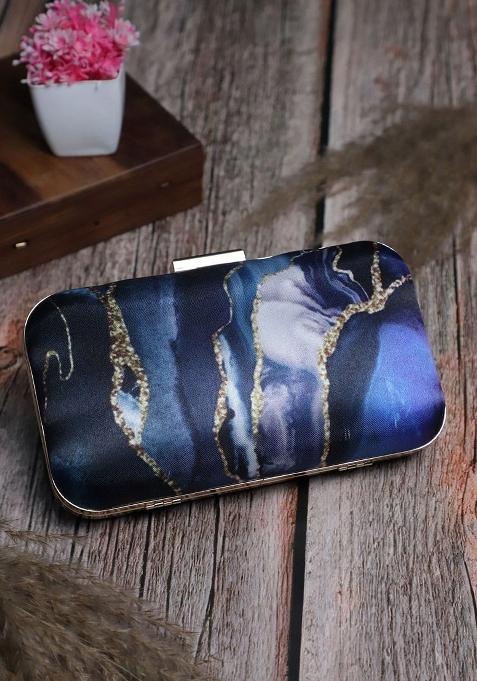 Printed Box Clutch With Shoulder Strap
