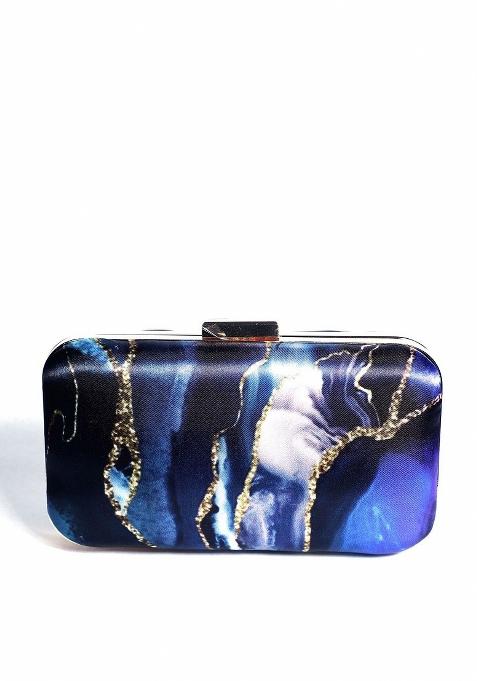 Printed Box Clutch With Shoulder Strap