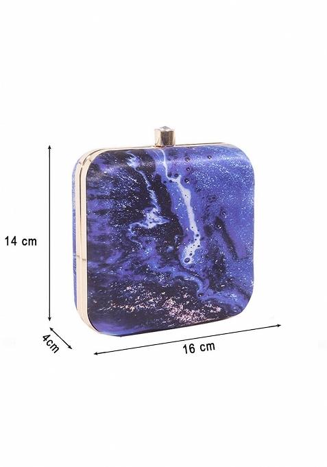 Printed Box Clutch With Sling Strap