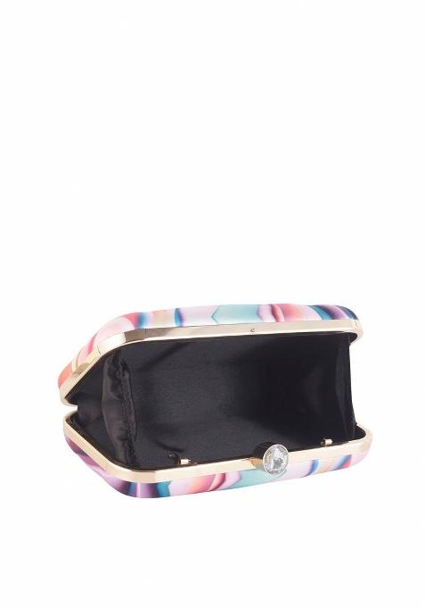 Printed Box Clutch With Shoulder Strap