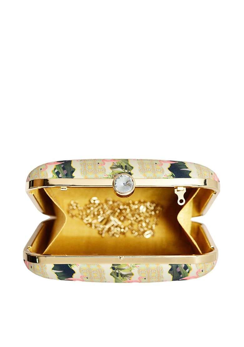 Green Printed Satin Clutches - Indya