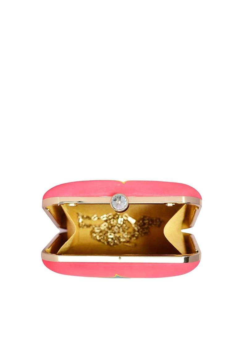 Pink Printed Satin Clutches - Indya