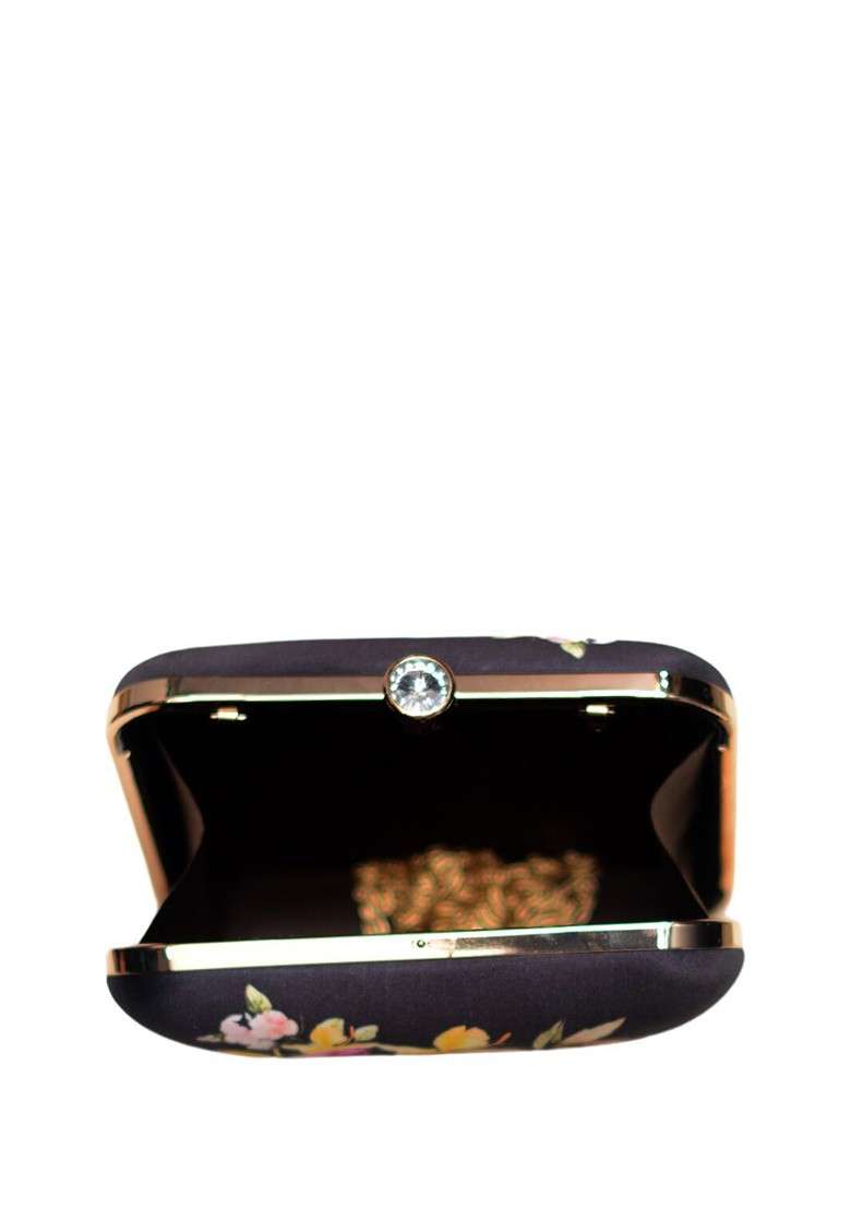 Black Printed Satin Clutches - Indya